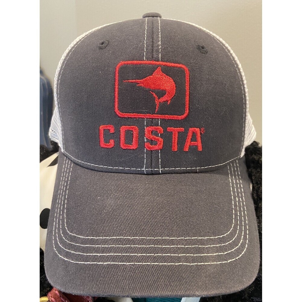 Costa Del Mar Marlin Mesh Trucker Snapback Hat Cap Fishing Men/Women Blue & Whit